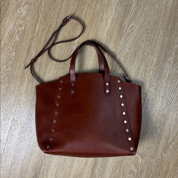 Sandro Paris Abby Cabas Studded Leather Brown Tote Crossbody Bag - Picture 5 of 16